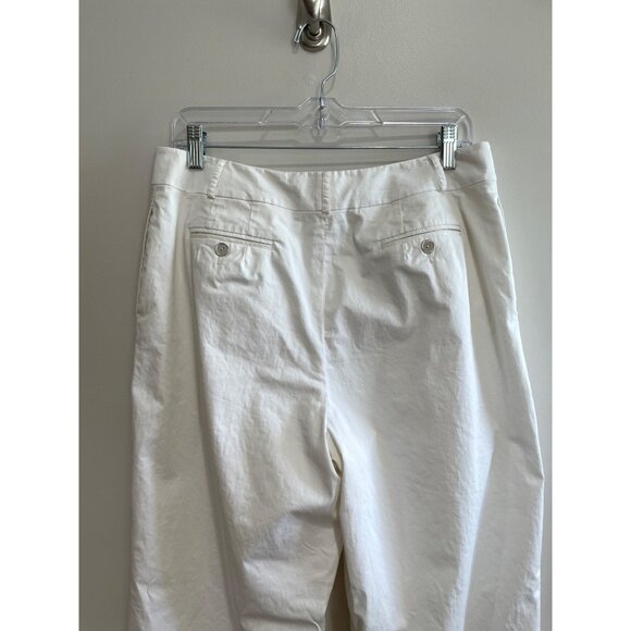 Talbots Wide Leg Chino Pants Womens 12 White Lined Stretch Fabric Made in Italy - Picture 4 of 11